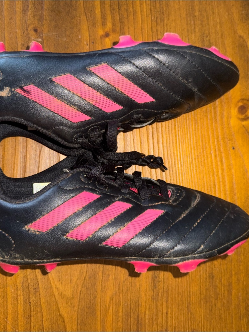 adidas Kids Black & Pink Soccer Cleats with Pink Studs